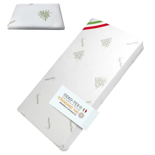 DOLCI SOGNI Colchón de cuna de 60 x 120 cm, grosor de 10 cm, OEKO-TEX® y CertiPUR™ para cuna de bebé, funda de aloe vera, colchón de cuna con cojín de 30 x 50 x 4 cm