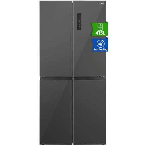 CHiQ American Multi-Door Refrigerator, Height 182 cm, Depth 63 cm, Total Capacity 415L, Care+ Temperature, Humidity Control, Smart Inverter Compressor, Dark Stainless Steel, CCD415NEI4E