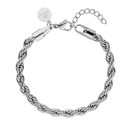 Purelei® Vintage Bracelet (Argent) – Bracelet gourmette élégant et fantaisie pour femme – Longueur réglable en 16-19 cm – Inspiration Hawaïenne & Résistant à l'eau