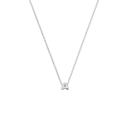 SINGULARU - Collar Personalizado Single Letter Plata. Plata de Ley 925 con Acabado Baño de Rodio. Cadena con Inicial de Largo Ajustable 40 cm Joyas para Mujer. Letra A