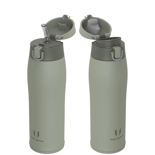 Super Sparrow Water Bottle Stainless Steel 18/8 - Travel Mug - 750ml - Insulated Metal Water Bottle - BPA Free - Leakproof Drinks Bottle