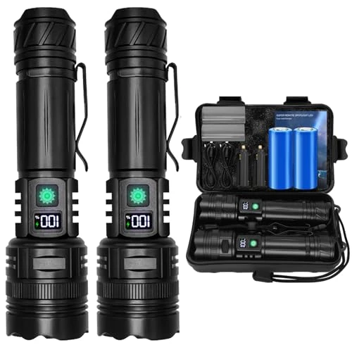 Offre limitee: WEDETIAN 2PCS Lampe Torche LED Rechargeable,30000 Lumens Lampes Tactique de Poche Ultra Puissante, 5 Modes D'éclairage IP65 Étanche Pour Camping Randonnée Urgence de 35.99 EUR a 35.99 EUR (economie 0%)