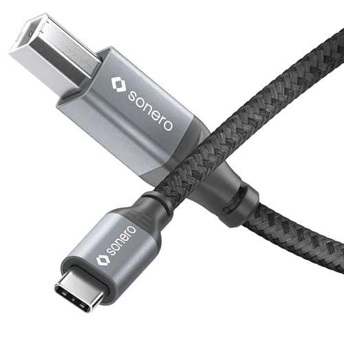 Offerta a tempo: Sonero® Cavo USB 2.0, cavo di collegamento, cavo stampante, da spina C a spina B, 480 MB/s, grigio siderale/nero, 2,00 m - 54% da 11.84 € a 5.49 €