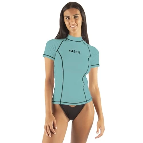 SEAC T-Sun Short Lady, Rash Guard zum Schwimmen, Surfen, Tauchen, UV-Schutz, Tiffany, M