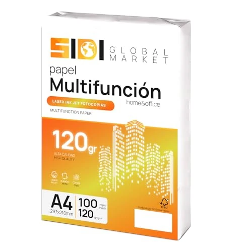 SIDI - Carta per stampante formato A4, 120 g, per scuola, lavoro e uso domestico, multiuso, 100 fogli