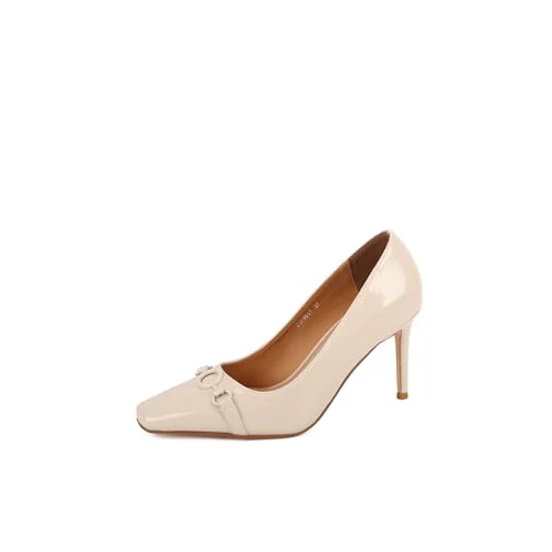 Zeitlich begrenztes Angebot: QUEEN HELENA Pumps mit Stiletto-Absatz elegante glänzende Schuhe für Damen ZM9617, beige, 39 EU von 24.95 € auf 24.95 € (0.00% Rabatt)