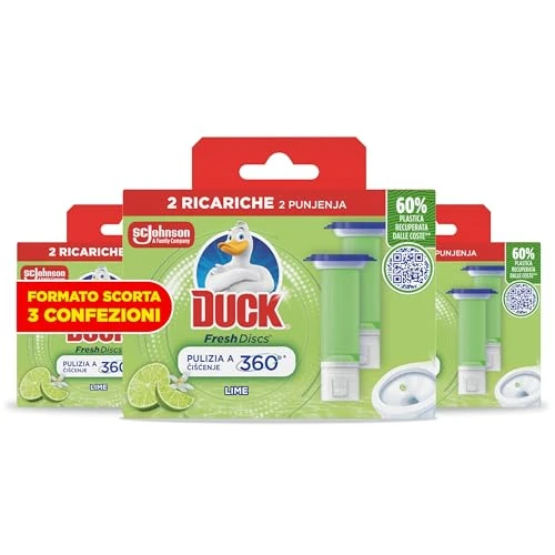Offerta a tempo: Duck Fresh Discs - Dischi gel igienizzanti WC, Fragranza Lime - Formato Scorta da 6 Ricariche, 36 Dischi Gel Igienizzanti WC - 18% da 14.60 € a 11.99 €