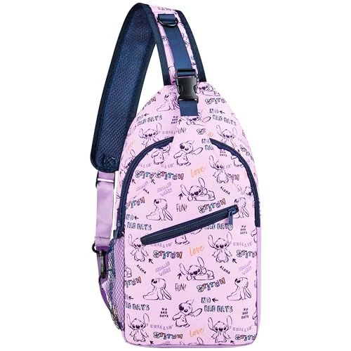 Limitiertes Angebot: Disney Stitch Sling Bag, Brusttasche Umhängetasche mit Gepolstertem Träger & Mehreren Fächern- Geschenke für Mädchen von 20.99 EUR auf 16.49 EUR (Spare 21%)