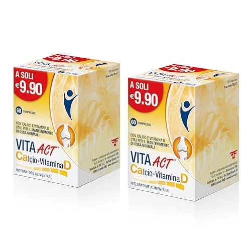 Offerta a tempo: Vita Act Calcio + Vitamina D, Integratore Alimentare a base di Calcio e Vitamina D, 1 Confezione Bipack da 120 compresse - 53% da 17.82 € a 8.39 €