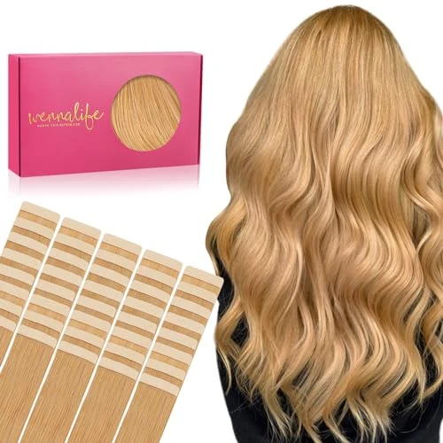 Zeitlich begrenztes Angebot: WENNALIFE Tape Extensions Echthaar, 40pcs 100g 60cm 24 Zoll Erdbeeren Blond Haarverlängerung Echthaar Extensions Tape Invisible Tape in Extensions Echthaar Hair Extensions Seidig Gerade Tape Ins von 192.99 € auf 192.99 € (0.00