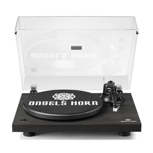 Oferta limitada: ANGELS HORN - Tocadiscos de vinilo con salida Bluetooth 5.0 mejorado, audio doméstico negro, edición moderna, transmisión por correa, 2 velocidades, incluye preamplificador de fono, cartucho magnético de 189.98 EUR a 189.98 EUR (ahorro 0%)