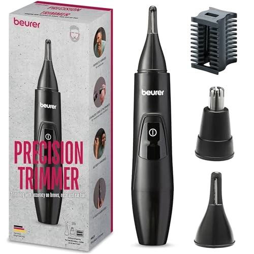 Offerta a tempo: Beurer MN2X Rifinitore di precisione, Macchinetta per tagliare i capelli a batteria, 3 accessori di alta qualità, Rifinitore di precisione per modellare e rifinire peli di naso,orecchie e sopracciglia - 48% da 24.99 € a 12.99 €