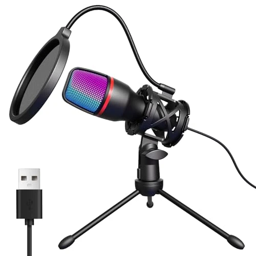 Offerta a tempo: Hoppac Microfono USB PC a Condensatore, Microfono Gaming con Treppiede - 0.00% da 19.99 € a 19.99 €