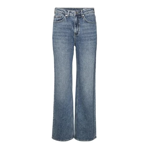 Offerta a tempo: VERO MODA Jeans Larghi da Donna, Denim Blu Medio. Dettagli: Stampato, 30W x 32L - 38% da 49.99 € a 31.10 €