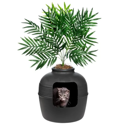 Oferta limitada: Good Pet Stuff, The Original - Caja de Arena Oculta, Plantas Artificiales y Maceta Cerrada para Gatos, Filtro ventilado y de Olor, fácil de Limpiar, Gamuza Negra de 75.18 € a 75.18 € (ahorro 0.00%)