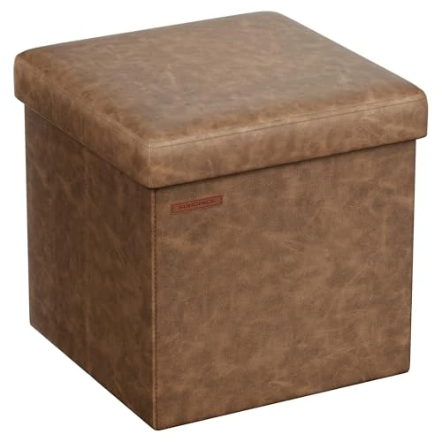 SONGMICS Opvouwbare opbergruimte Ottoman Bench Coffee Brown 38 x 38 x 38 cm