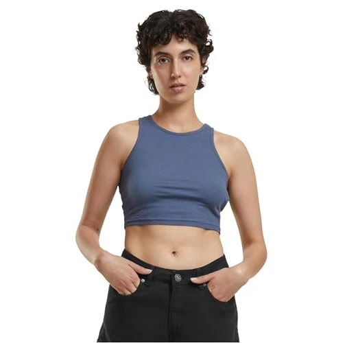 Urban Classics Camiseta de Manga Corta para Mujer, Color Azul Vintage, L