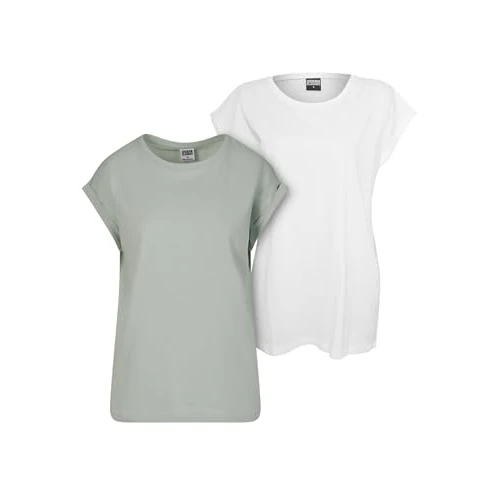 Offerta a tempo: Urban Classics Ladies Extended Shoulder Tee-Confezione da 2 T-Shirt, Frostmint+Bianco, XXXXL Donna - 37% da 19.90 € a 12.49 €