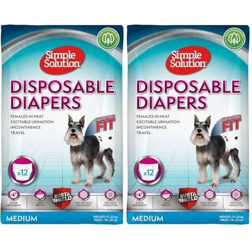 Simple Solution Disposable Dog Diapers for Female Dogs | Super Absorbent Leak-Proof Fit | Wetness Indicator 24 pack