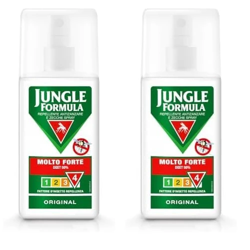 JUNGLE FORMULA Molto Forte Spray Antizanzare - Repellente Per Insetti Con Azione Protettiva Duratura - 9 ore di protezione - 75 ml (Confezione da 2)