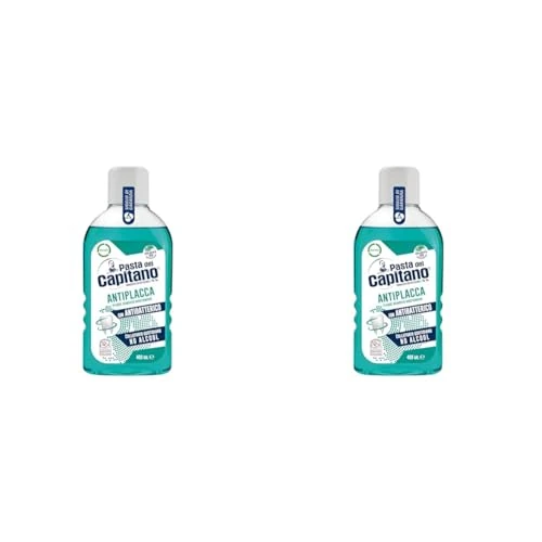 Pasta del Capitano, Collutorio Antiplacca, Collutorio Quotidiano Senza Alcool, Esercita un'Efficace Azione Antiplacca, Con Antibatterico, 100% Made in Italy, Flacone da 400 ml (Confezione da 2)