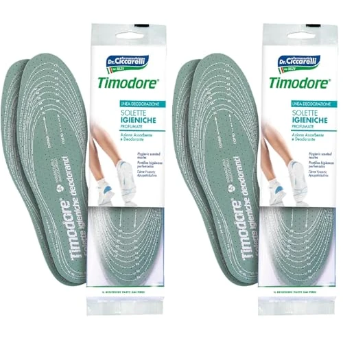 Timodore, Plantillas Desodorantes, Previenen y Absorben el Mal Olor de los Pies, Manteniéndolos Frescos, Efectivas en Todo Tipo de Calzado, 100% Made in Italy, Dermatológicamente Testadas, 1 par