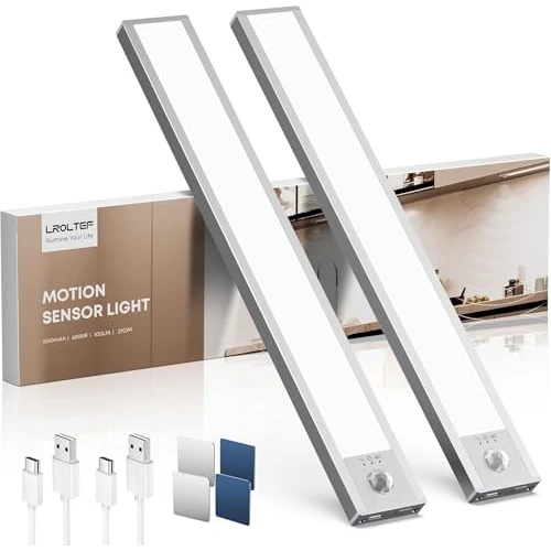 Oferta limitada: LROLTEF Luz Led Armario Cocina con Sensor de Movimiento Interior 21CM 1500mAh 6500K 32 LED Lampara Luces Mueble Recargable sin Cables Inteligente Lamp Nocturna para Gabinete Escalera Pasillo 2 Piezas de 17.98 EUR a 16.54 EUR (ahorro 8%)
