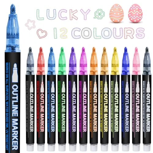 Offerta a tempo: CNMTCCO Penne Glitterate Colorate, 12 Colori Pennarelli Glitter Doppia linea, Cancelleria Bambina per Scrapbook, Disegni, Regalo Pasqua, per Regalo Bambina 4-12 Anni - 29% da 6.99 € a 4.99 €