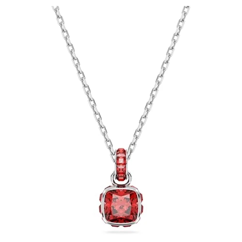 Swarovski Colgante Birthstone, Talla cuadrada, Julio, Rojo, Baño de rodio