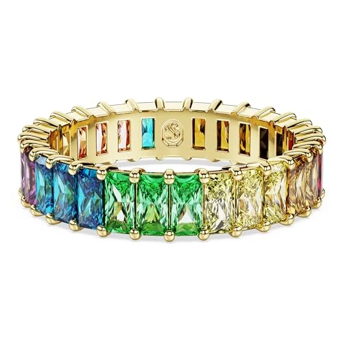 Swarovski Bague Matrix, Taille baguette, Multicolore, Placage de ton or