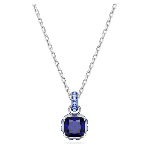 Swarovski Pendente Birthstone, Taglio squadrato, Settembre, Blu, Placcato rodio