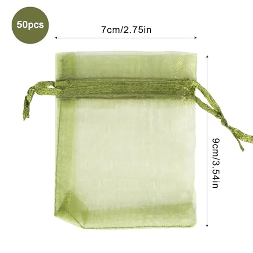 Tijdelijke aanbieding: Carehabi Kerstcadeauzakjes, organzazakjes, geschenkzakjes, organzazakjes, sieradenzakjes, bruiloft, zakjes, lavendelzakjes, huwelijksgunst, 50 stuks, 7 x 9 cm, groen van 6.72 EUR naar 6.72 EUR (korting 0%)
