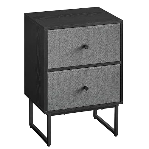 Offerta a tempo: VASAGLE Comodino, Tavolino con 2 Cassetti in Tessuto Rimovibili | Contenitori Cesti, per Camera da Letto, Soggiorno, Nero Ebano, Collezione BELLAH LGS029B56 - 39% da 44.99 € a 27.29 €