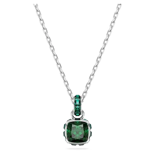 Swarovski Colgante Birthstone, Talla cuadrada, Mayo, Verde, Baño de rodio