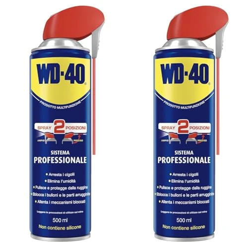 WD-40 Prodotto Multifunzione Lubrificante Spray con Sistema Professionale Doppia Posizione, 500 ml (Confezione da 2)