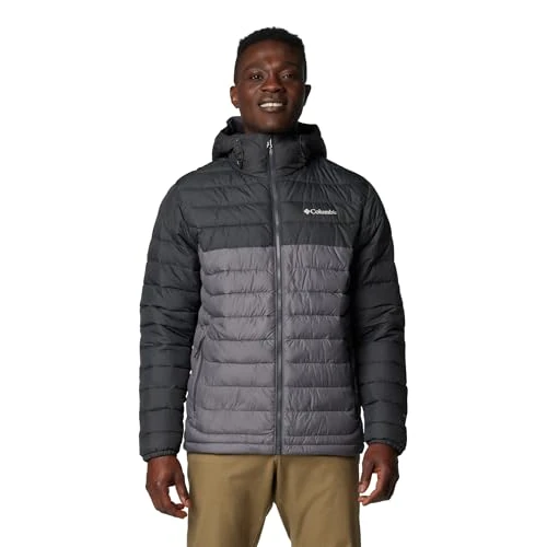 Columbia Men's Powder Lite 2 Hooded Jacket, Hooded Puffer Jacket, City Grey/Shark, XX-Large