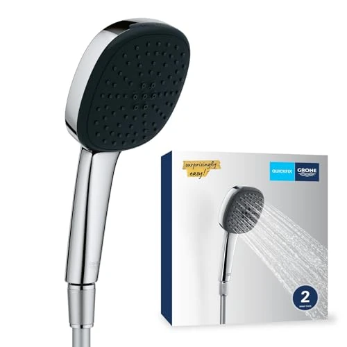 Limited-time offer: GROHE Vitalio Comfort 110 - Shower Set (Square 11cm Hand Shower 2 Sprays: Rain & Jet, Anti-Limescale System, Silicone Ring, Water Saving, Shower Hose 1.5m, Universal Mounting System), Chrome, 26973001 from 30.46 GBP to 26.31 GBP (save 14%)