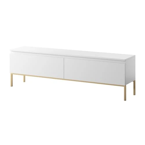 Offerta a tempo: Selsey Mobile TV Mobile Porta TV 2 Ante 150 cm Con Piedini Dorati Per Soggiorno Camera Da Letto Bianco Bemmi - 23% da 189.99 € a 146.98 €
