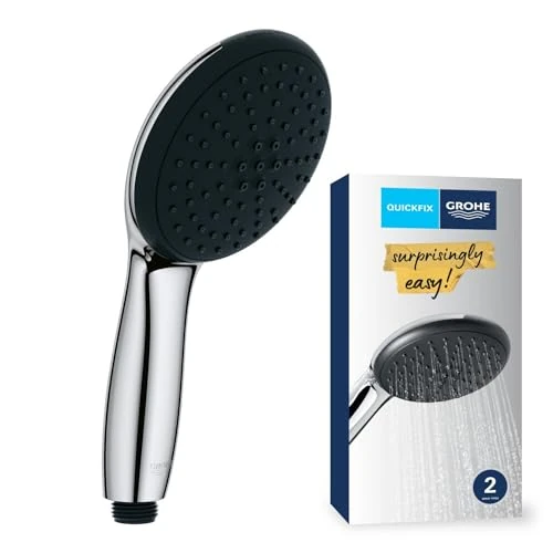 GROHE Vitalio Start 110, Pommeau de Douche 11cm 2 jets (Pluie/Stimulant), Procédé anti-calcaire, Système de montage universel, Chromé, 26948001