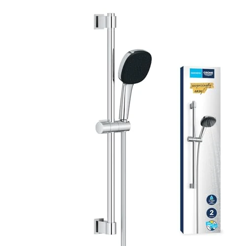 Limited-time offer: GROHE Vitalio Comfort 110 QuickFix - Shower Set (Square 11cm Hand Shower 2 Sprays: Rain and Jet, Hose 1.75m, Rail 60cm, Extra Water Saving), Easy to Fit with GROHE QuickGlue, Chrome, 2639810E from 45.63 GBP to 45.63 GBP (save 0%)