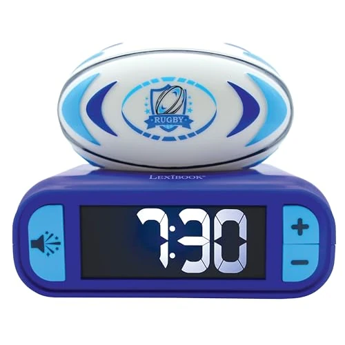 Offre limitée : Lexibook, Rugby Réveil Veilleuse, RL800RG | Sons et mélodies, écran LCD rétroéclairé, lumineux, snooze, Bleu/Blanc de 34.99 € à 29.00 € (17% de remise)