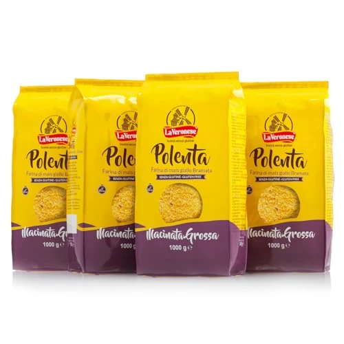 Offerta a tempo: La Veronese | Polenta di Mais Giallo Bramata Macinata Grossa, Ottenuta dalla Macinatura di Mais Selezionato, Prodotto Senza Glutine, Polenta Di Farina Gialla, Tempo di Cottura 45 Minuti, 4X1000g - 43% da 15.60 € a 8.92 €