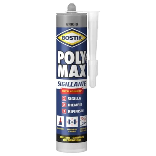 Bostik Poly Max Dichtstoff grau - dauerelastische und lackierbare Universalversiegelung ohne Schrumpfung und Schimmelbildung