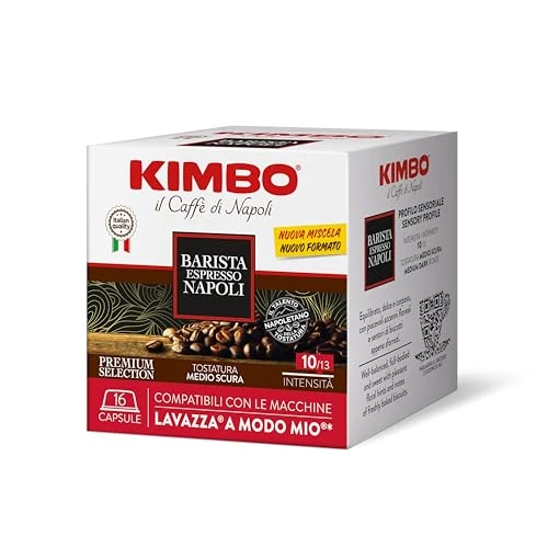 Kimbo Capsule Compatibili Lavazza A Modo Mio - 128 Capsule - Barista Espresso Napoli - 8 Confezioni da 16 Capsule