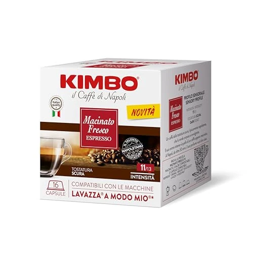 Offerta a tempo: Kimbo Capsule Compatibili Lavazza A Modo Mio - 128 Capsule - Macinato Fresco Espresso - 8 Confezioni da 16 Capsule — 35% da 42,90 € a 28,08 €