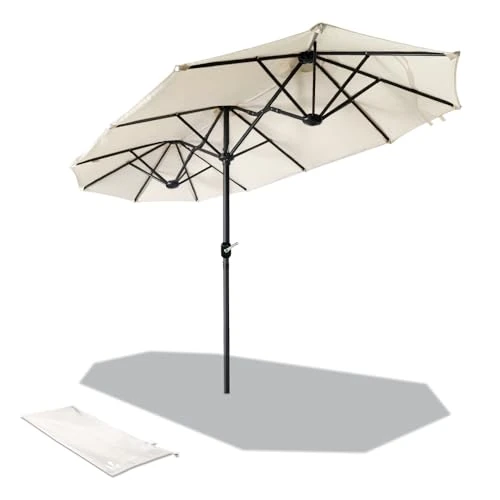 Offre limitée : vounot® Parasol de Jardin Double Aluminium 150 x 300cm avec Manivelle Toile 180 GR/m2 Protection Solaire Hauteur 226cm Résistant à l'eau Housse de Protection Inclus Beige de 79.99 € à 79.99 € (0.00% de remise)