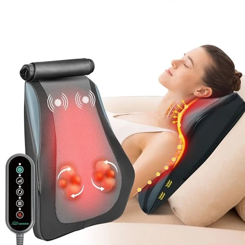 Snailax Massager Back Neck, Neck Massager with Heat, Shiatsu Back Massager, 3D Kneading Massage Cushion for Neck, Back, Shoulder, Legs, Gifts for Mum, Dad, Women