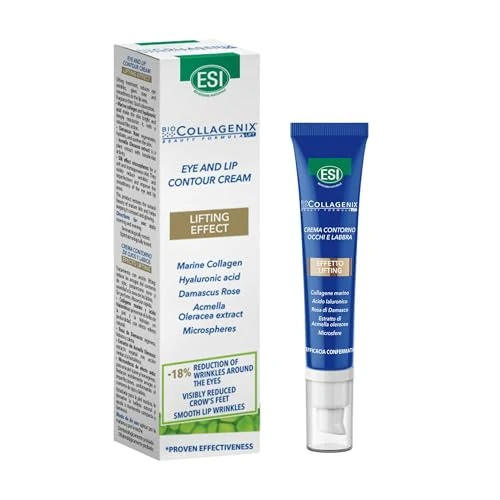 Offerta a tempo: ESI - Biocollagenix Crema Contorno Occhi e Labbra, con Collagene Marino, Acido Ialuronico e Rosa, Leviga e Rimpolpa la Pelle con Effetto Lifting, Dermatologicamente Testato, 15ml - 45% da 19.90 € a 10.88 €
