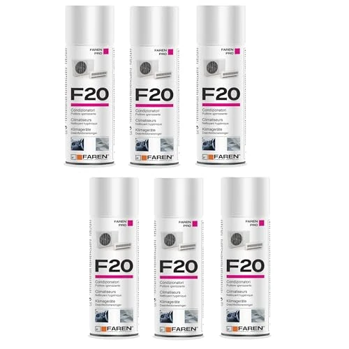Faren F20, Spray Igienizzante per Climatizzatori Casa e Auto, Azione Pulente, Contro Batteri, Soluzione Alcolica Balsamica, 400ml (6)