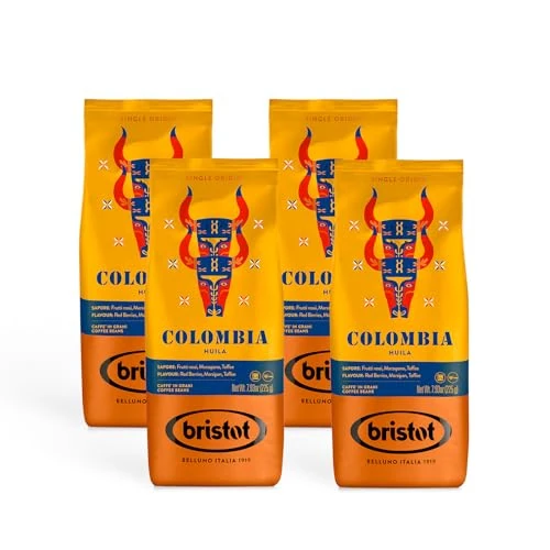 Offerta a tempo: Bristot: Single Origins Colombia - Caffè in Grani Proveniente dalla Colombia. Con Note Floreali, Frutti Rossi e Mandorla - 4 Confezione da 225gr (900gr) - 30% da 29.99 € a 20.99 €